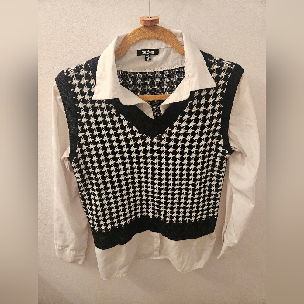 COCOBLEU Houndstooth Twofer Sweater